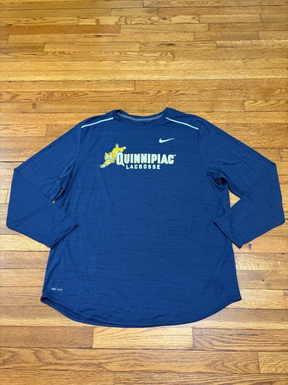 Nike Dri-Fit Quinnipiac Bobcats Lacrosse Mens Long Sleeve Shirt Size 2XL Blue